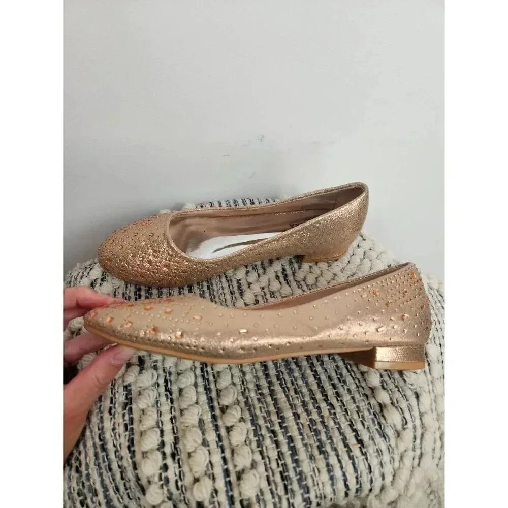 Badgley Mischka Gold Embellished Flats
